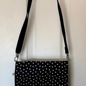 Thirty One "Double Up" Crossbody /Navy Blue Polka Dot Crossbody